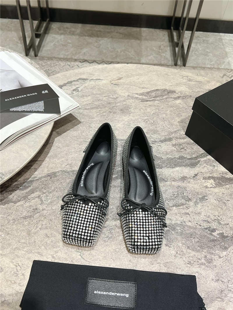 A1exa*der wang billie faux crystal satin flats black and white