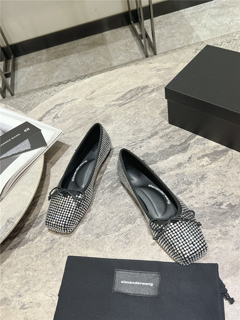 A1exa*der wang billie faux crystal satin flats black and white