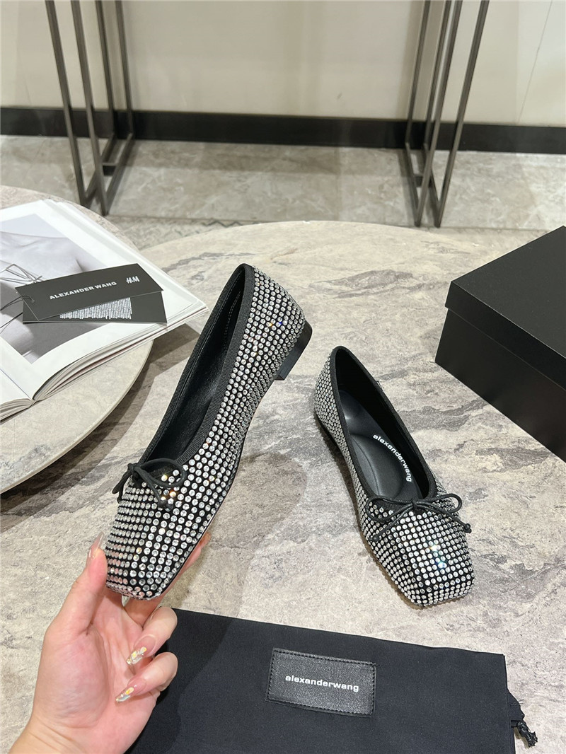 A1exa*der wang billie faux crystal satin flats black and white