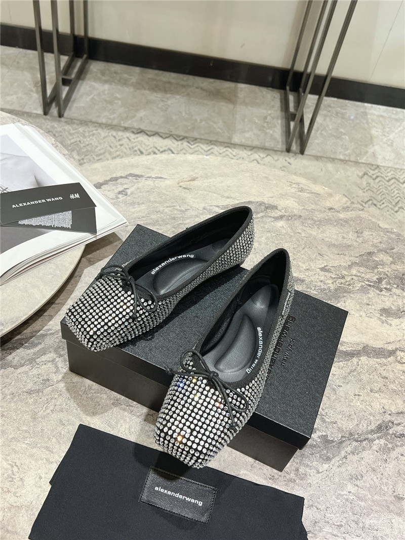 A1exa*der wang billie faux crystal satin flats black and white