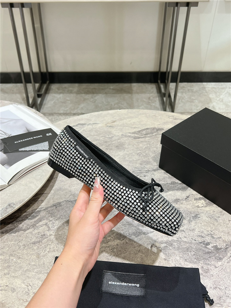 A1exa*der wang billie faux crystal satin flats black and white