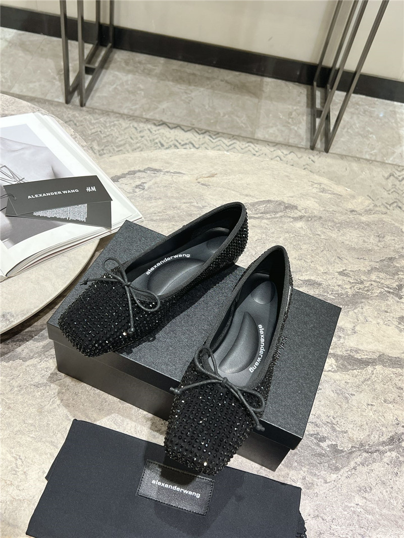 A1exa*der wang billie faux crystal satin flats black