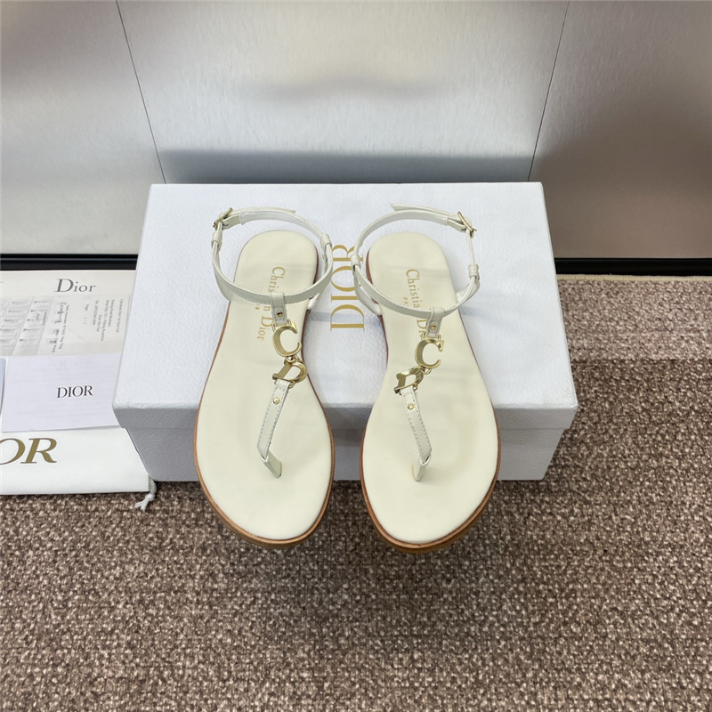 c’est D10r ivory calfskin thong sandals