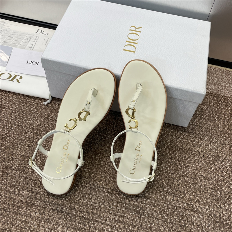 c’est D10r ivory calfskin thong sandals