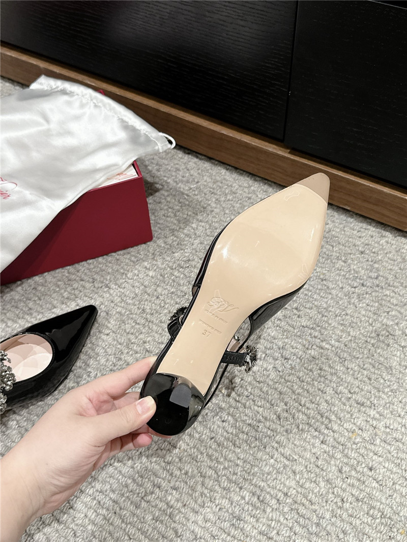 Roger Vivier Efflorescence Mary Jane Slingbacks in Black