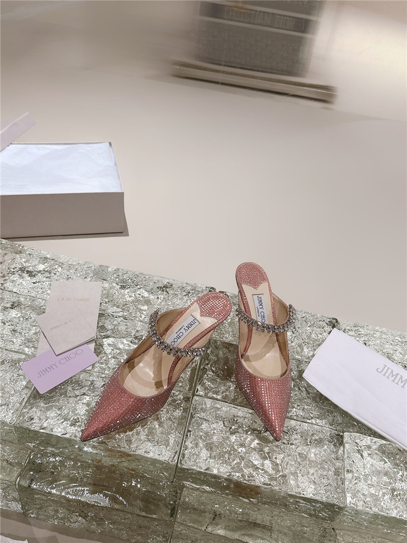 J1m*y Ch00 bing 100 red glitter mules with crystal