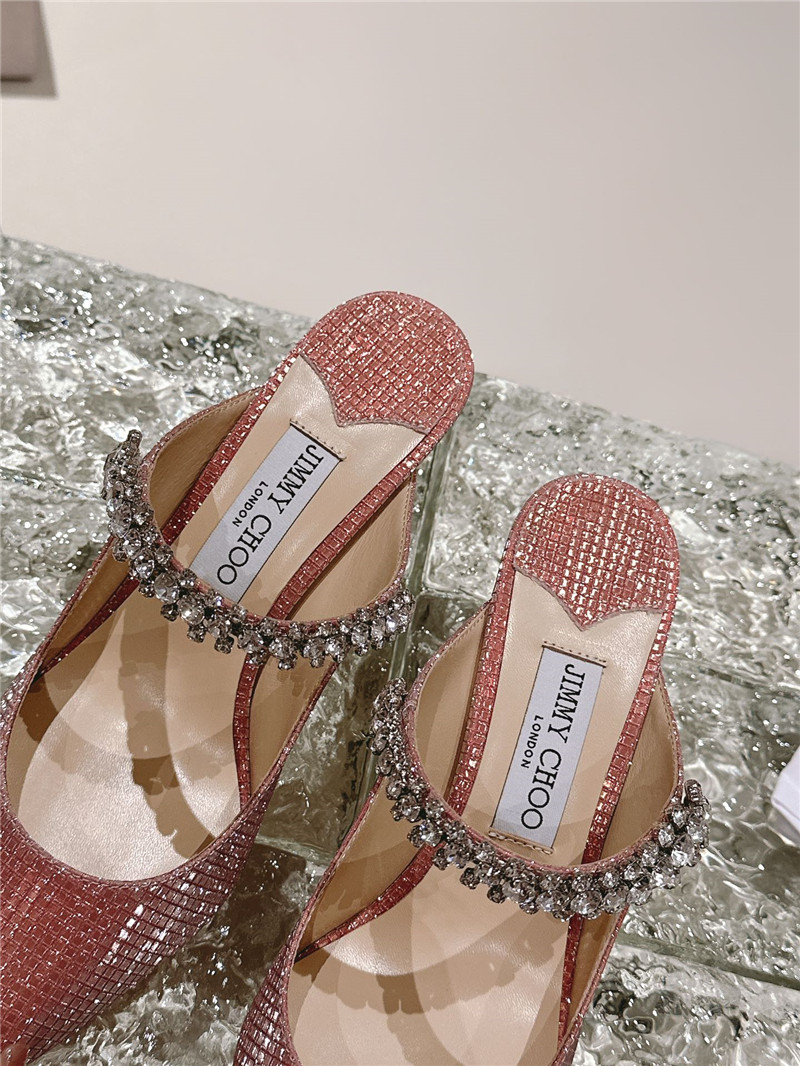 J1m*y Ch00 bing 100 red glitter mules with crystal