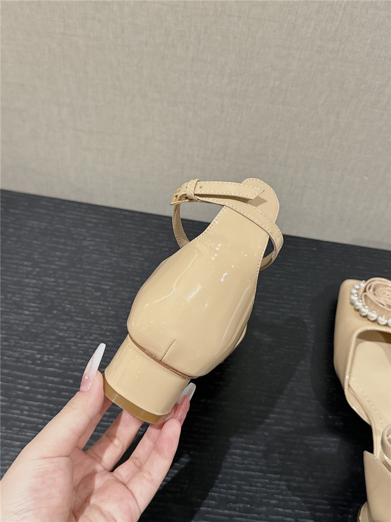 D10r nude patent pearl rose ankle sandals