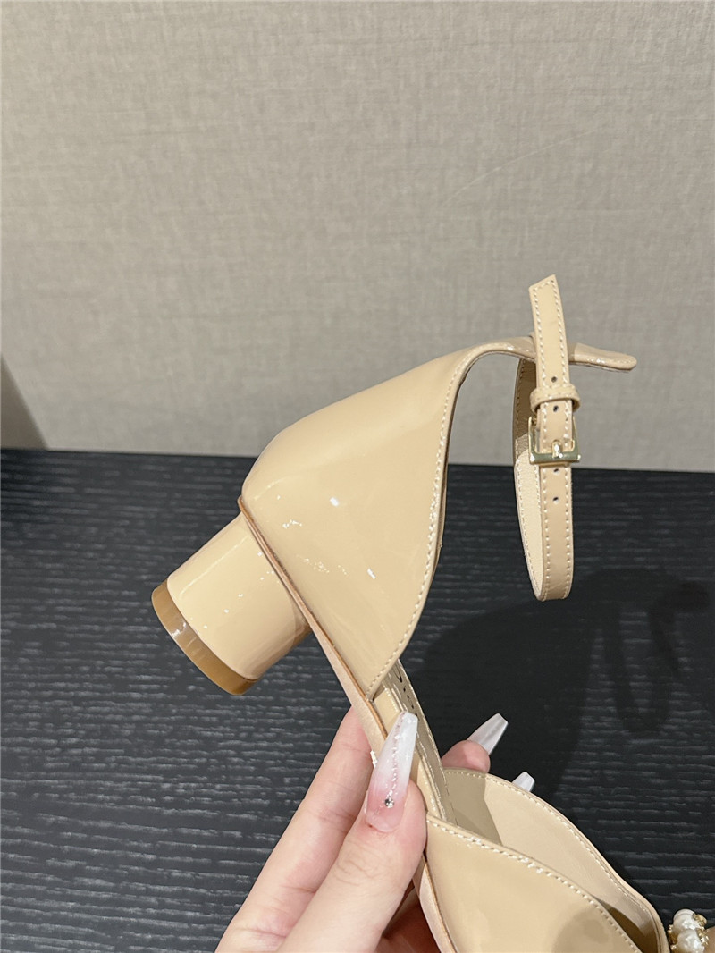 D10r nude patent pearl rose ankle sandals