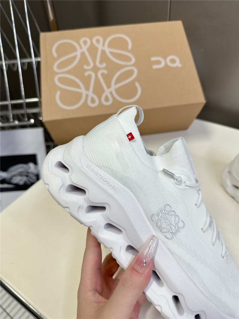 L0ew* + on cloudtilt 2.0 white stretch sneakers