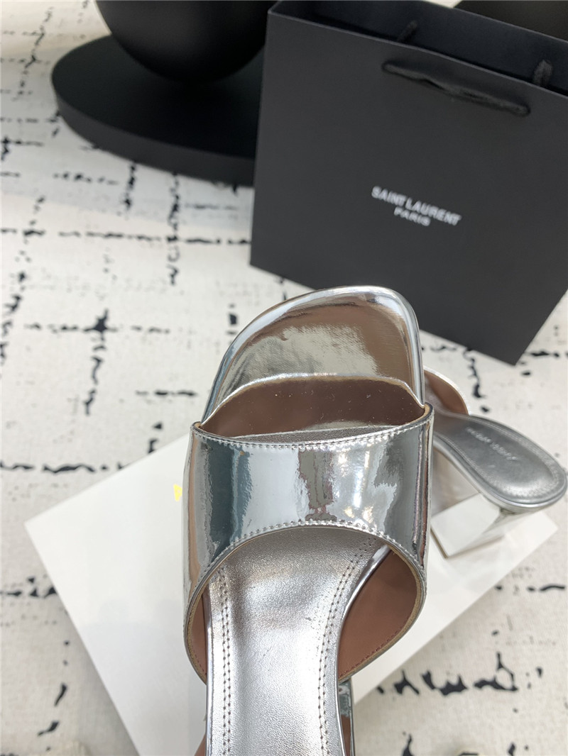 Amina Muaddi Brigitte Silver Mirror Slippers