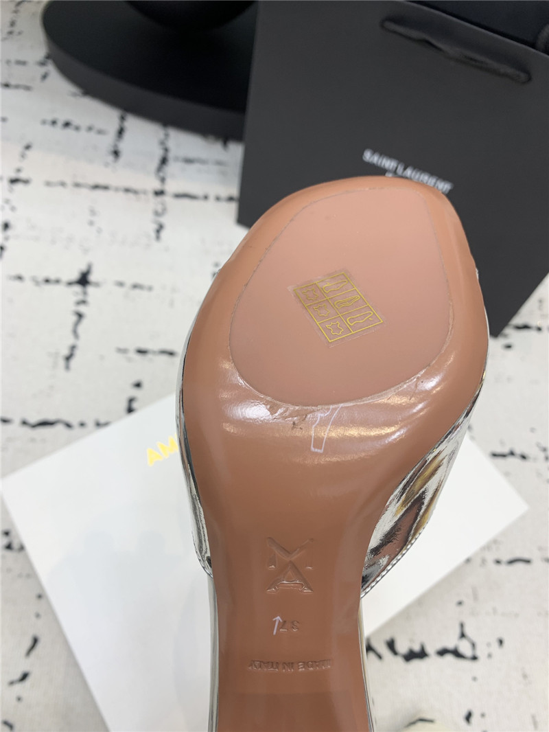 Amina Muaddi Brigitte Silver Mirror Slippers