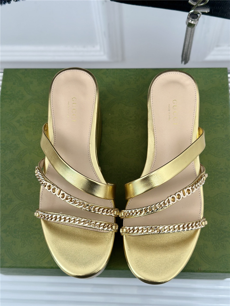 Gvc*1 signoria gold chain strappy platform slides