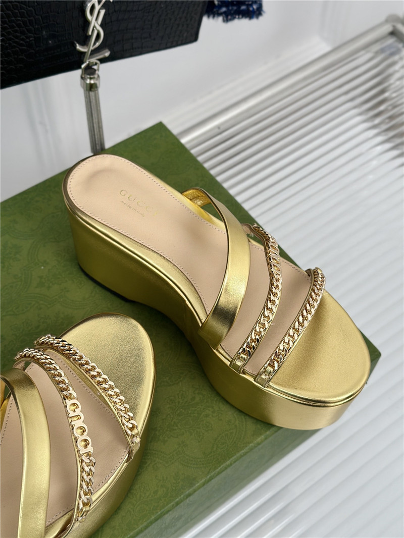 Gvc*1 signoria gold chain strappy platform slides