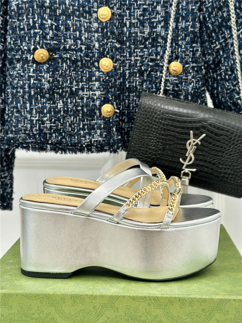 Gvc*1 signoria silver chain strappy platform slides