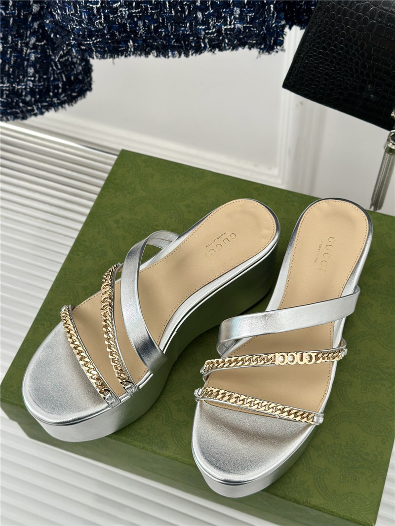 Gvc*1 signoria silver chain strappy platform slides