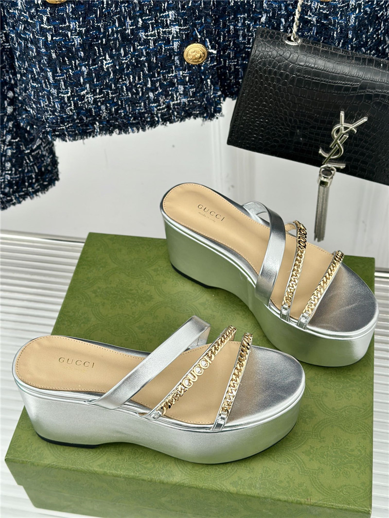 Gvc*1 signoria silver chain strappy platform slides