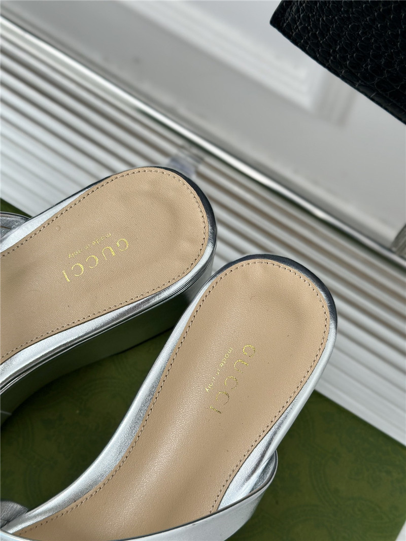 Gvc*1 signoria silver chain strappy platform slides