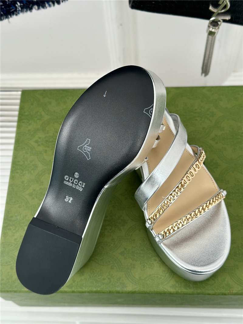 Gvc*1 signoria silver chain strappy platform slides