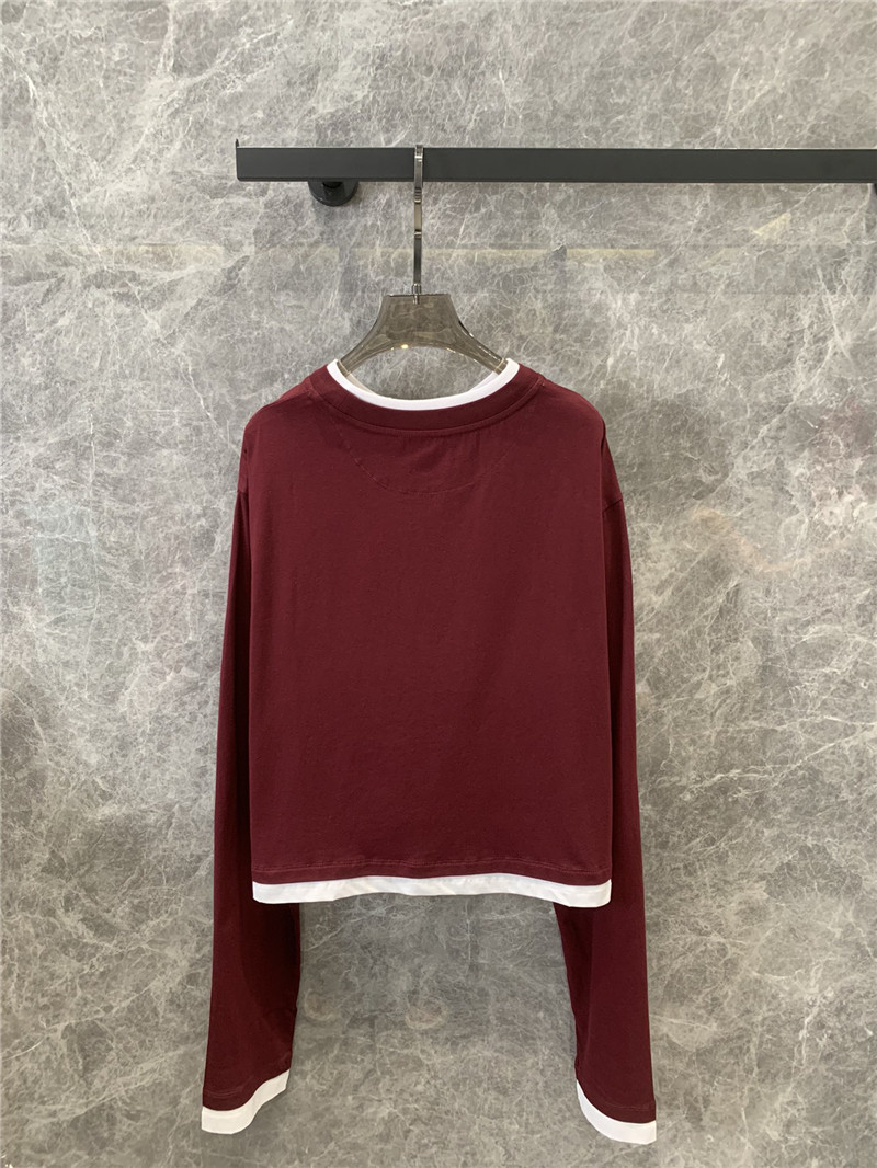 Pra*a contrast color long sleeve t-shirt replica d&g clothing