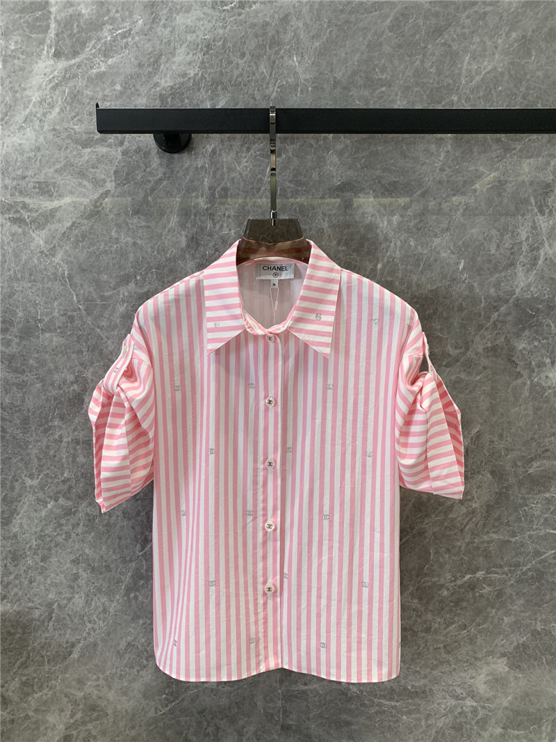 Ch**el vertical striped short-sleeved shirt replica clothing sites