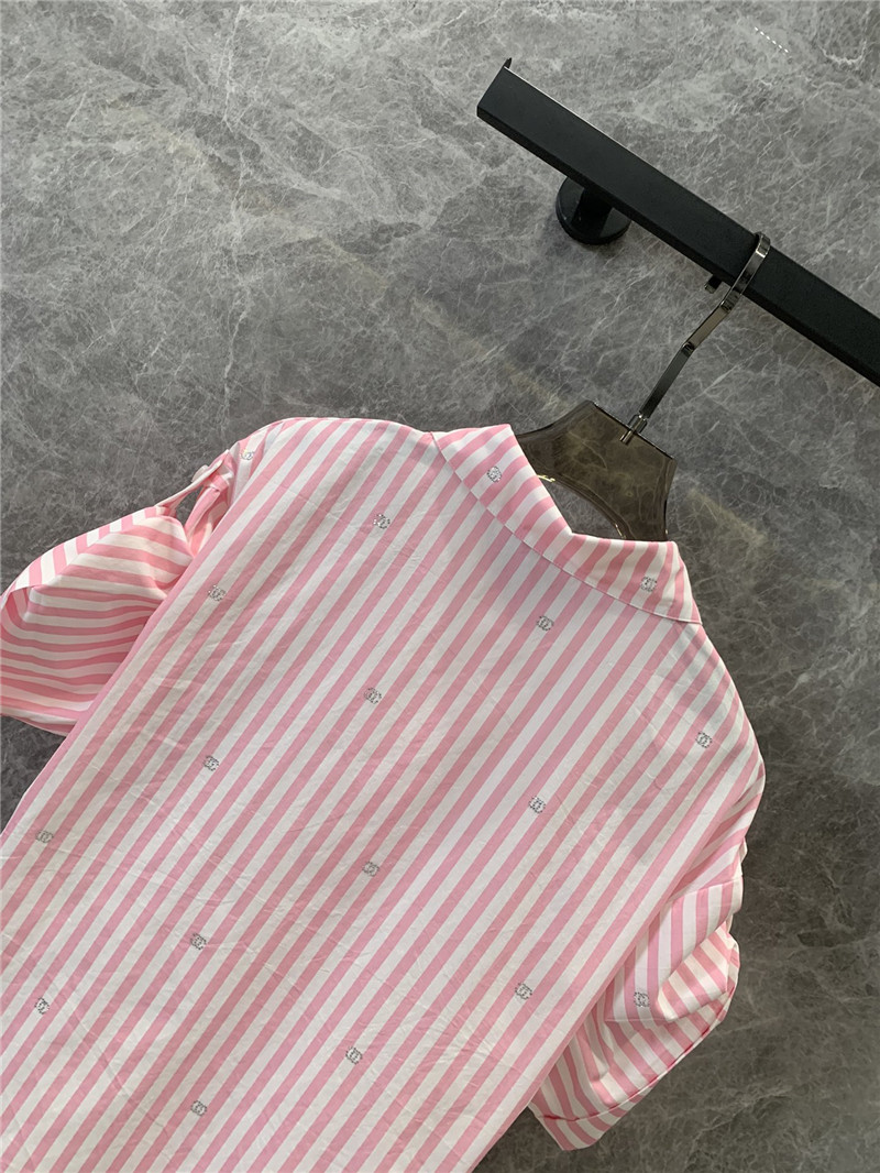 Ch**el vertical striped short-sleeved shirt replica clothing sites