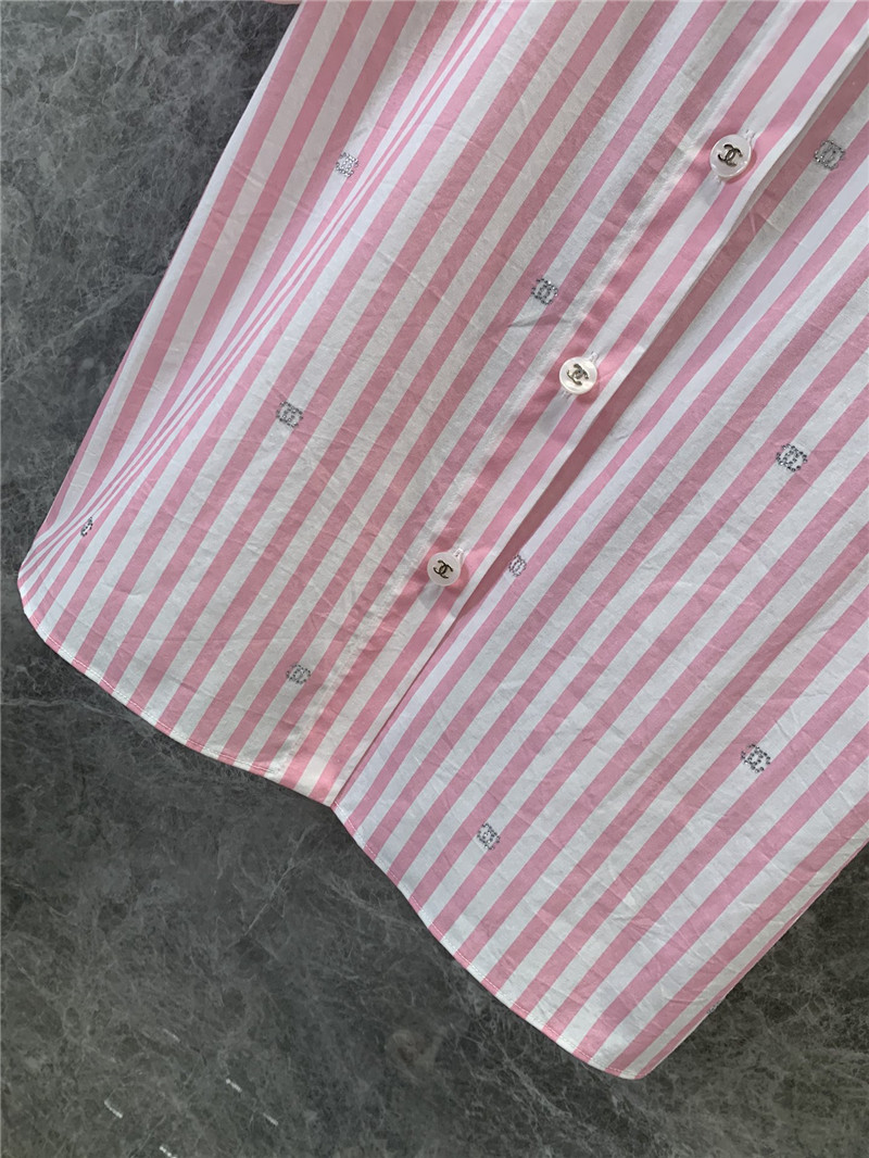 Ch**el vertical striped short-sleeved shirt replica clothing sites