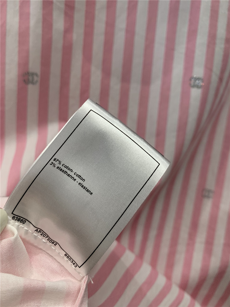 Ch**el vertical striped short-sleeved shirt replica clothing sites