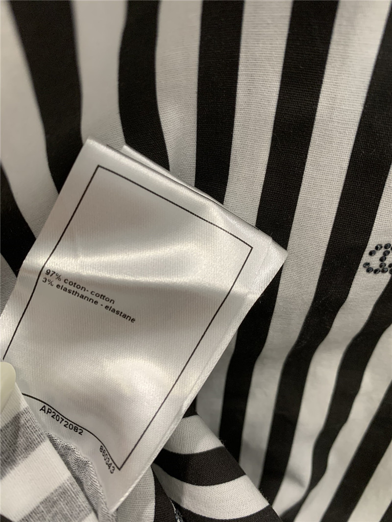 Ch**el black white striped short-sleeved shirt