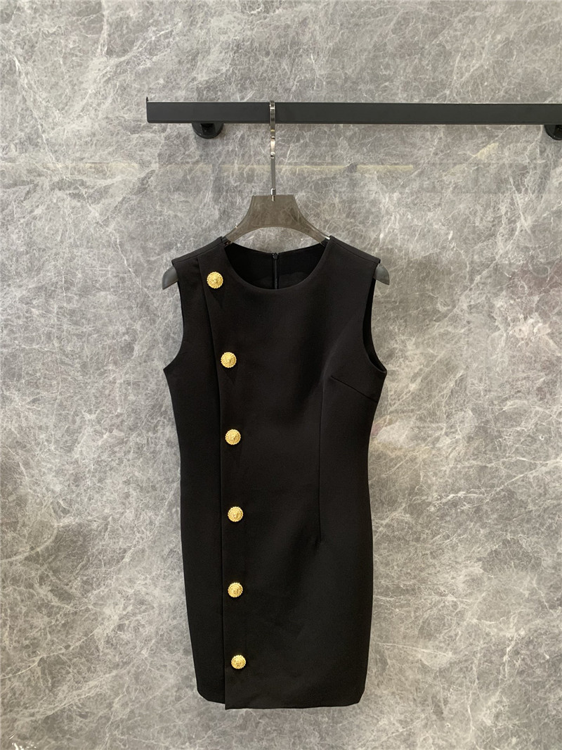 Balmain gold button sleeveless dress replica designer clothes
