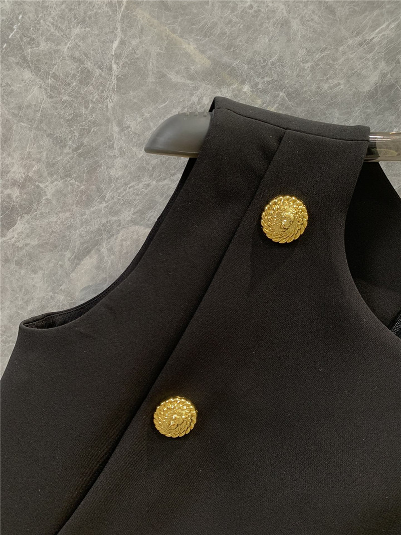 Balmain gold button sleeveless dress replica designer clothes