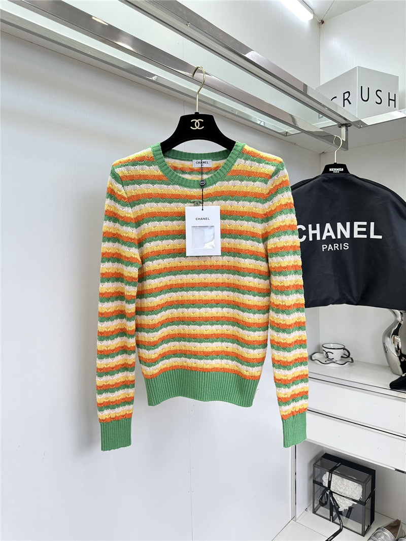 Ch**el contrast striped pullover top replica d&g clothing