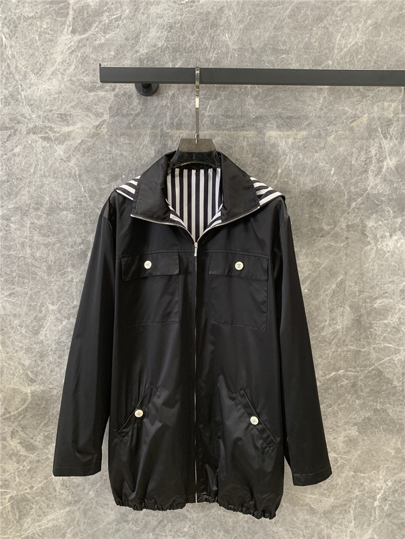 Ch**el hooded pocket zipper sun protection jacket replica clothes