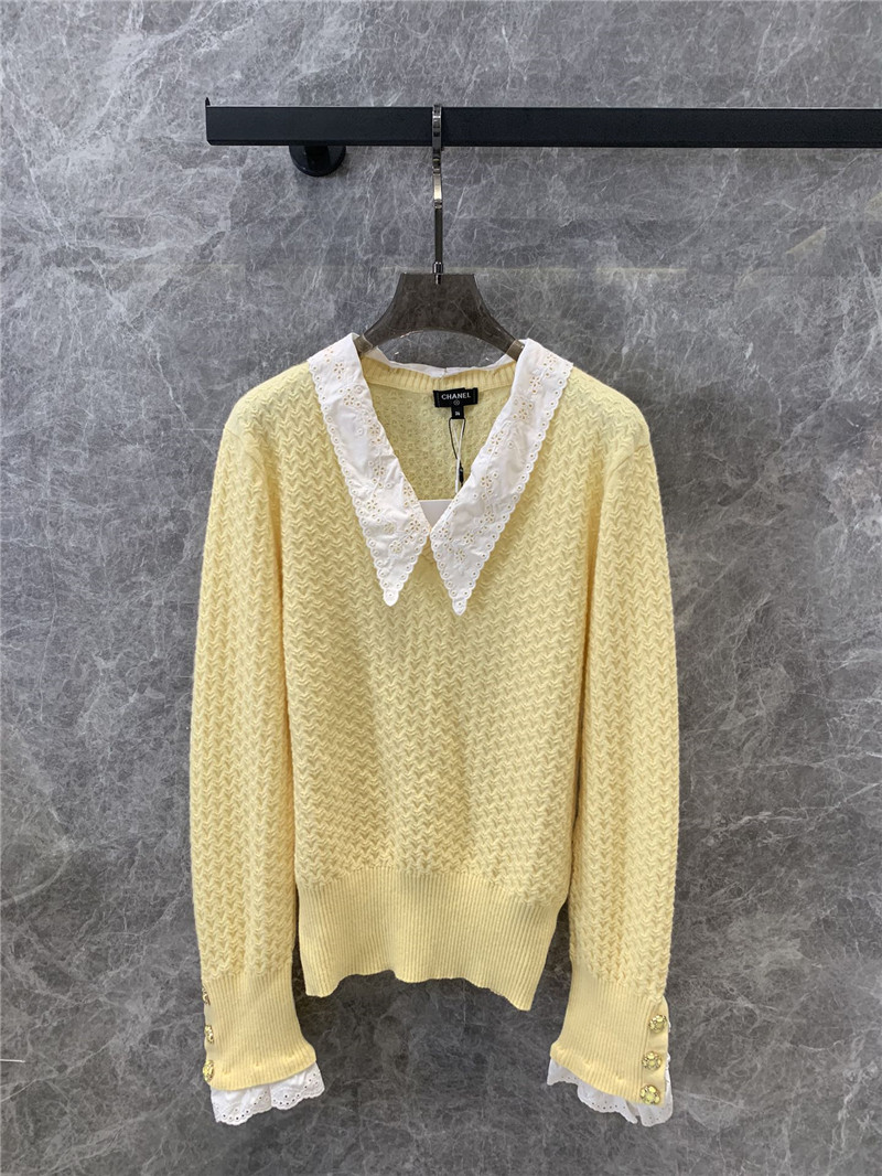 Ch**el v-neck cashmere long-sleeved sweater replicas clothes