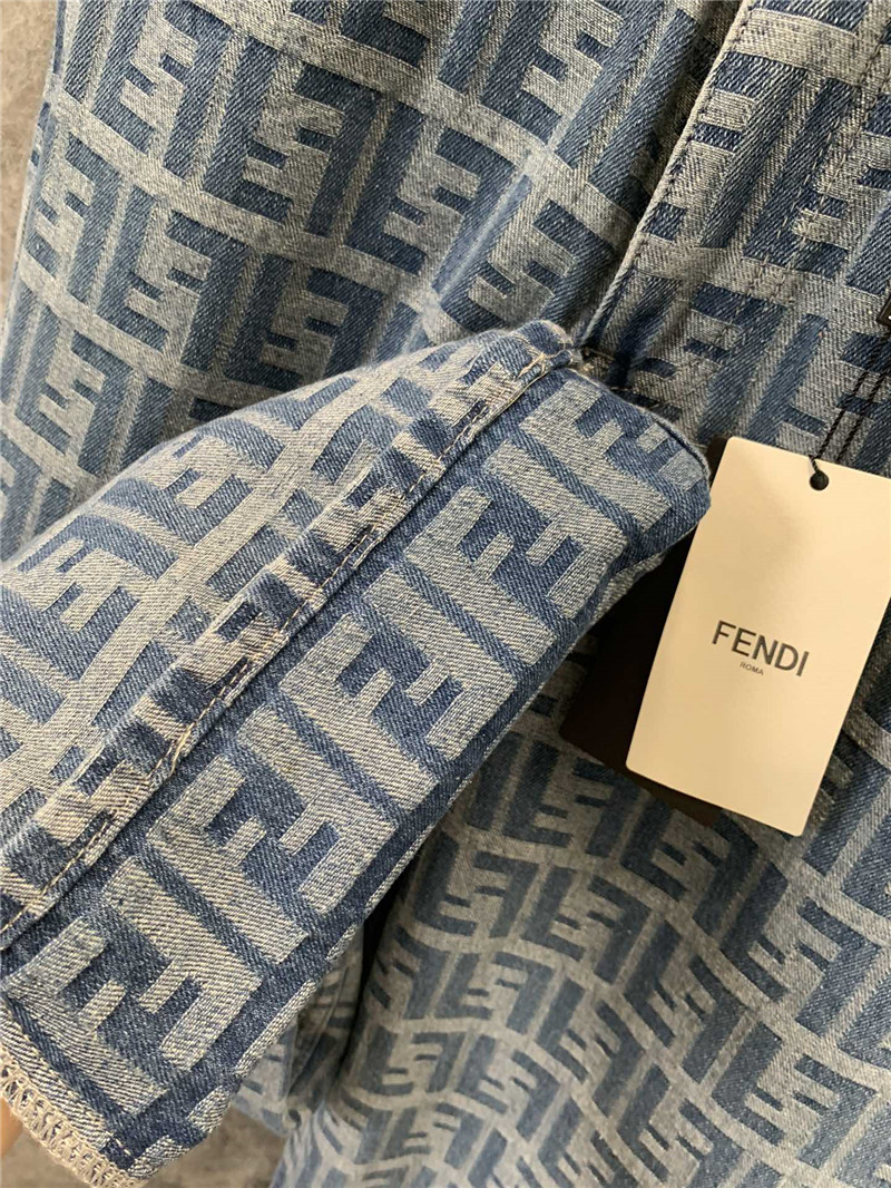 F**di floral logo denim straight pants replica clothes