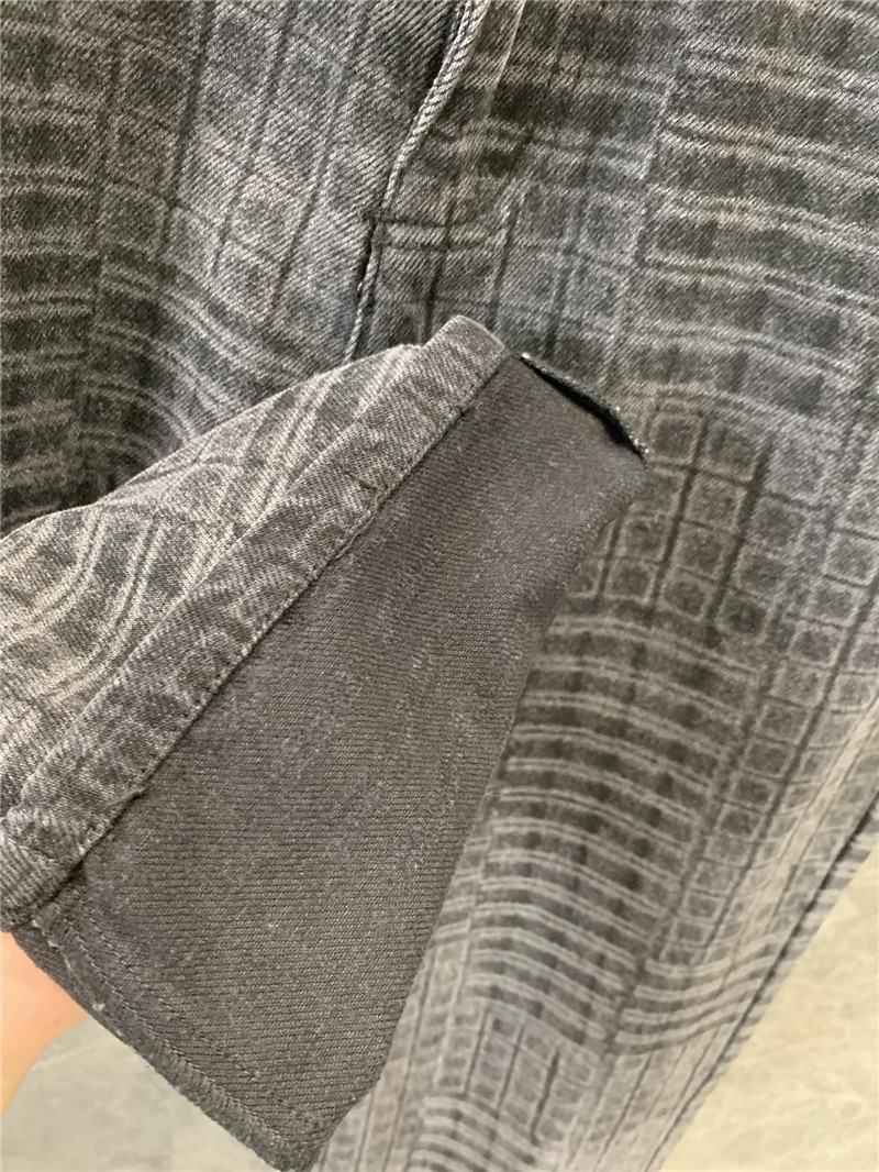Ch**el black and grey check denim jeans replica clothes