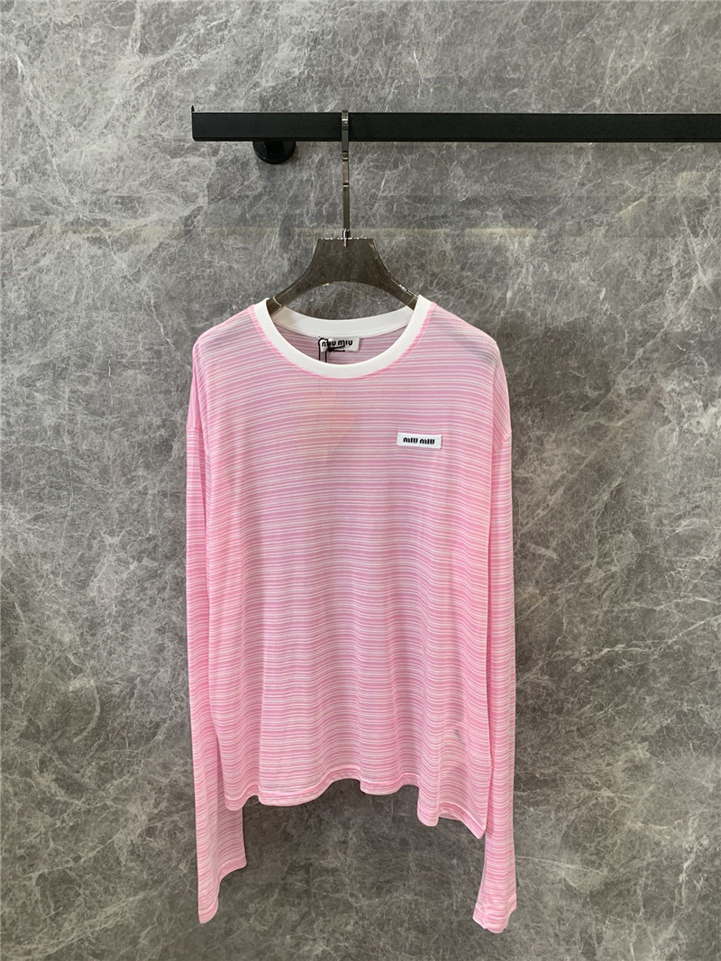 M1um1u micro logo striped round neck long sleeve replicas clothes