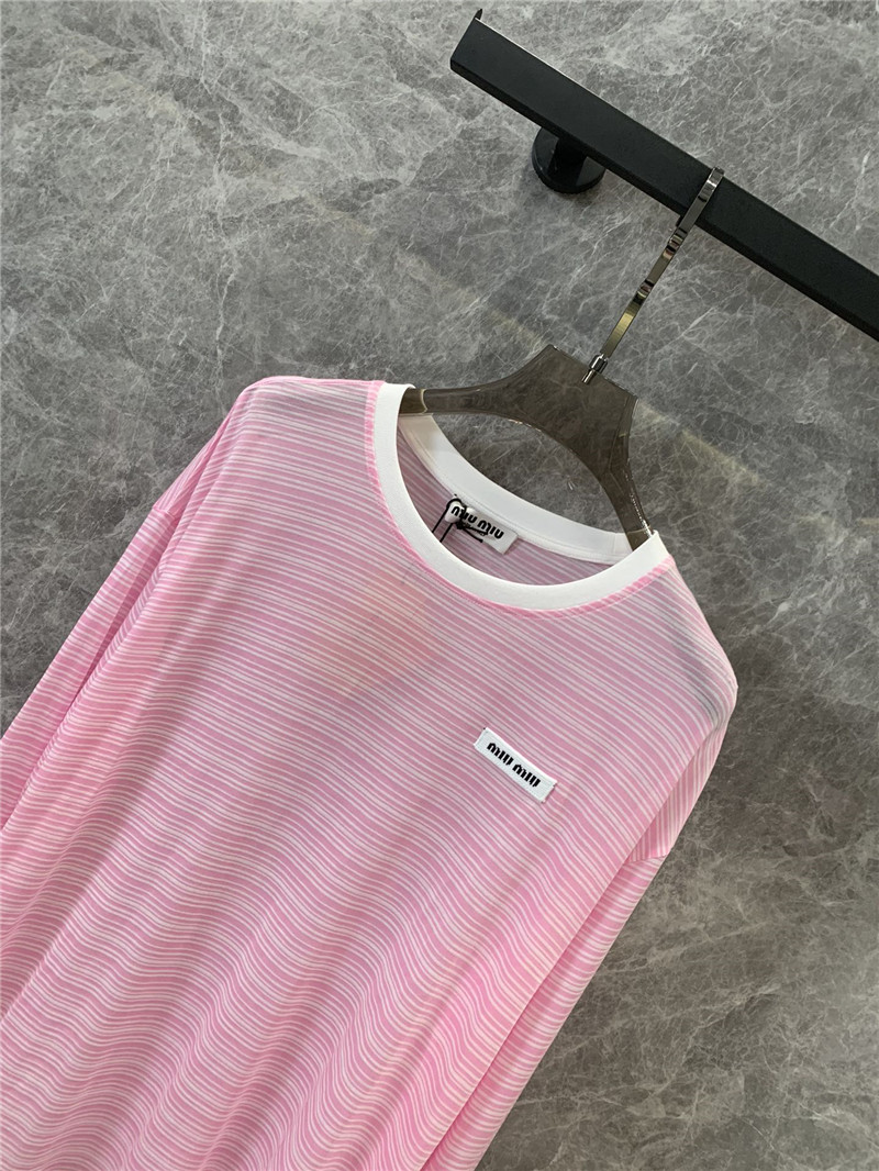 M1um1u micro logo striped round neck long sleeve replicas clothes