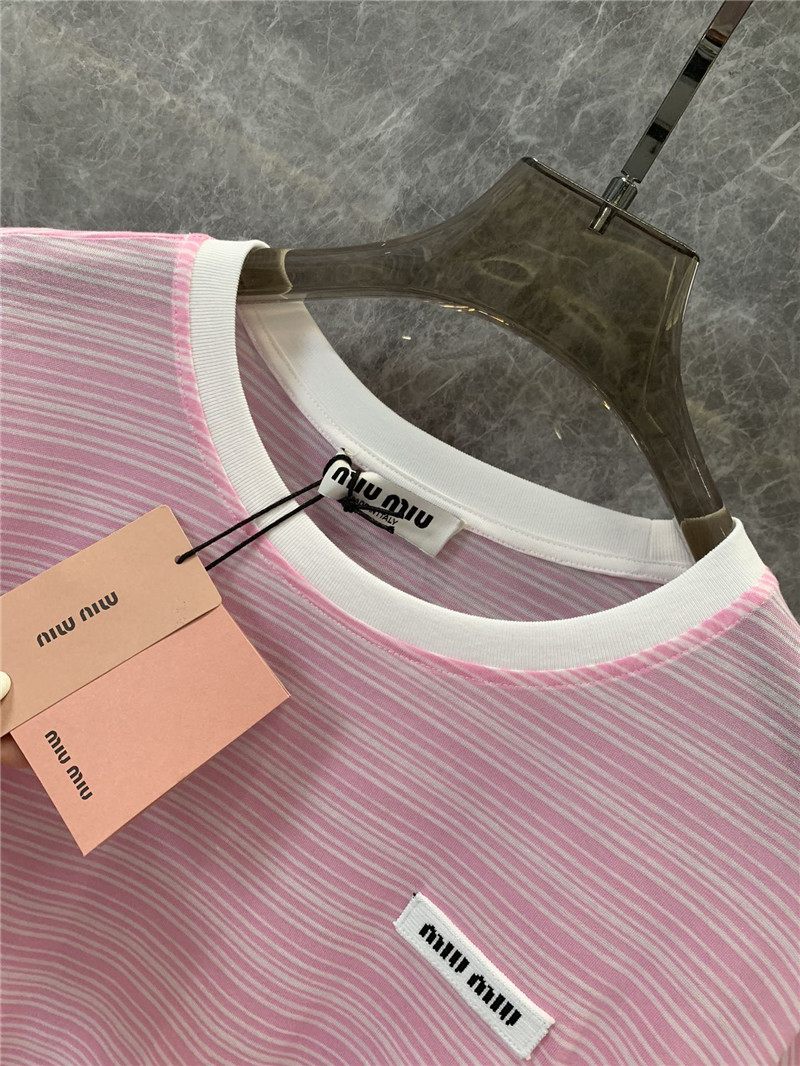 M1um1u micro logo striped round neck long sleeve replicas clothes