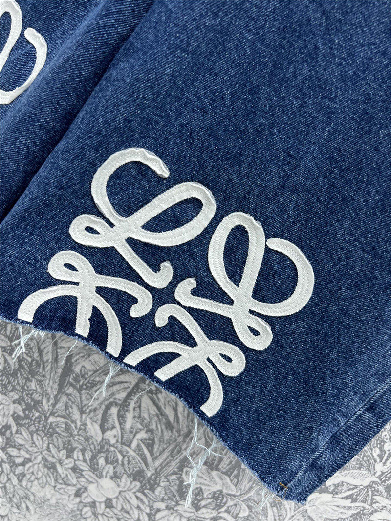 L0ew* logo embroidered denim shorts replica d&g clothing