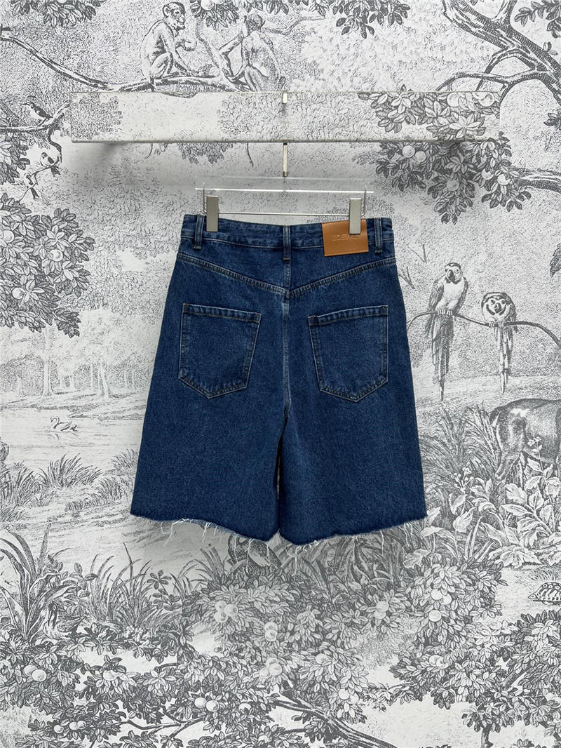 L0ew* logo embroidered denim shorts replica d&g clothing