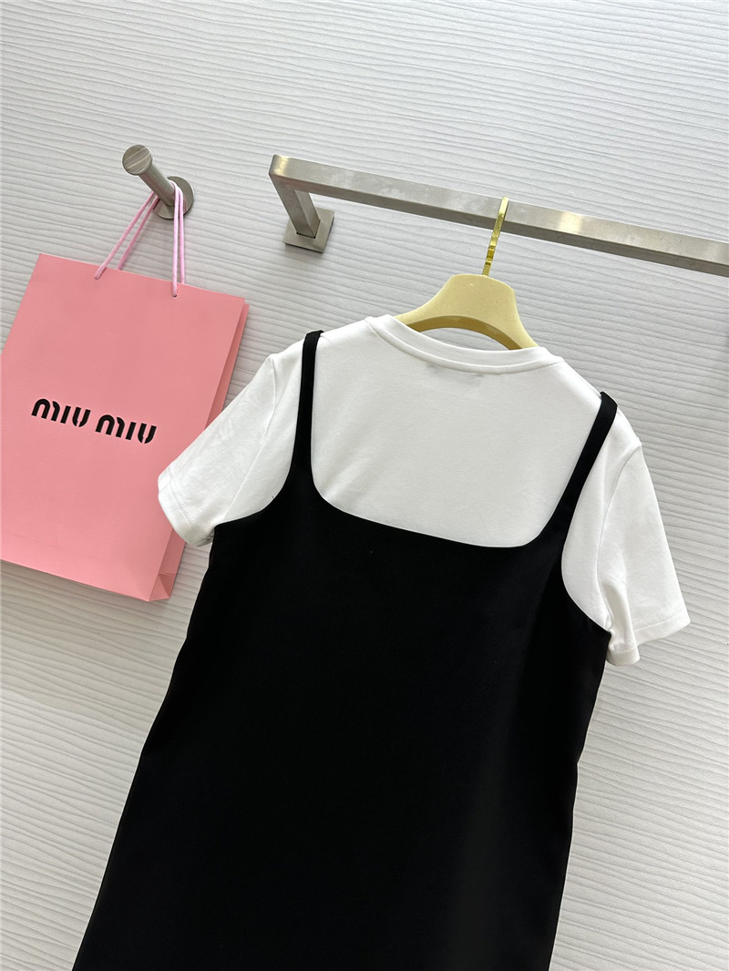 M1um1u fake two piece stitching design dress replica designer clothes