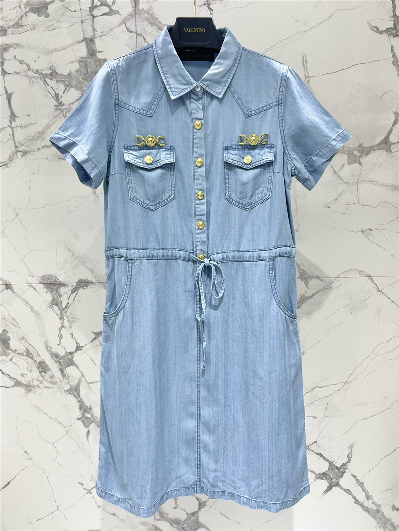 Versace tencel denim dress replica designer clothes