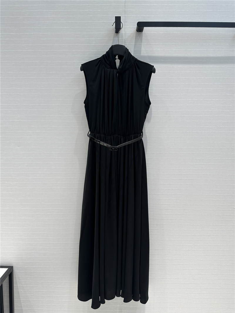 D10r twist pleated open collar dress replica clothes