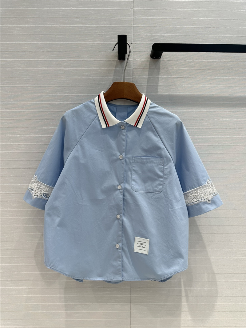 THOM BROWNE Polo shirt with cuff embroidery replicas clothes