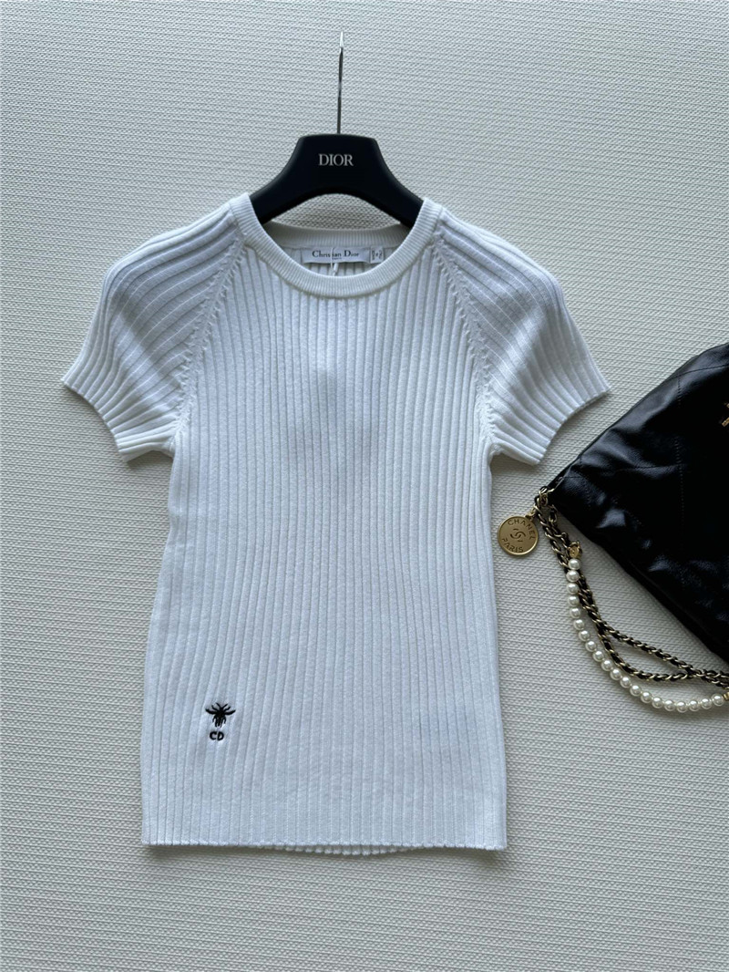 D10r knitted striped short-sleeved top replica clothes