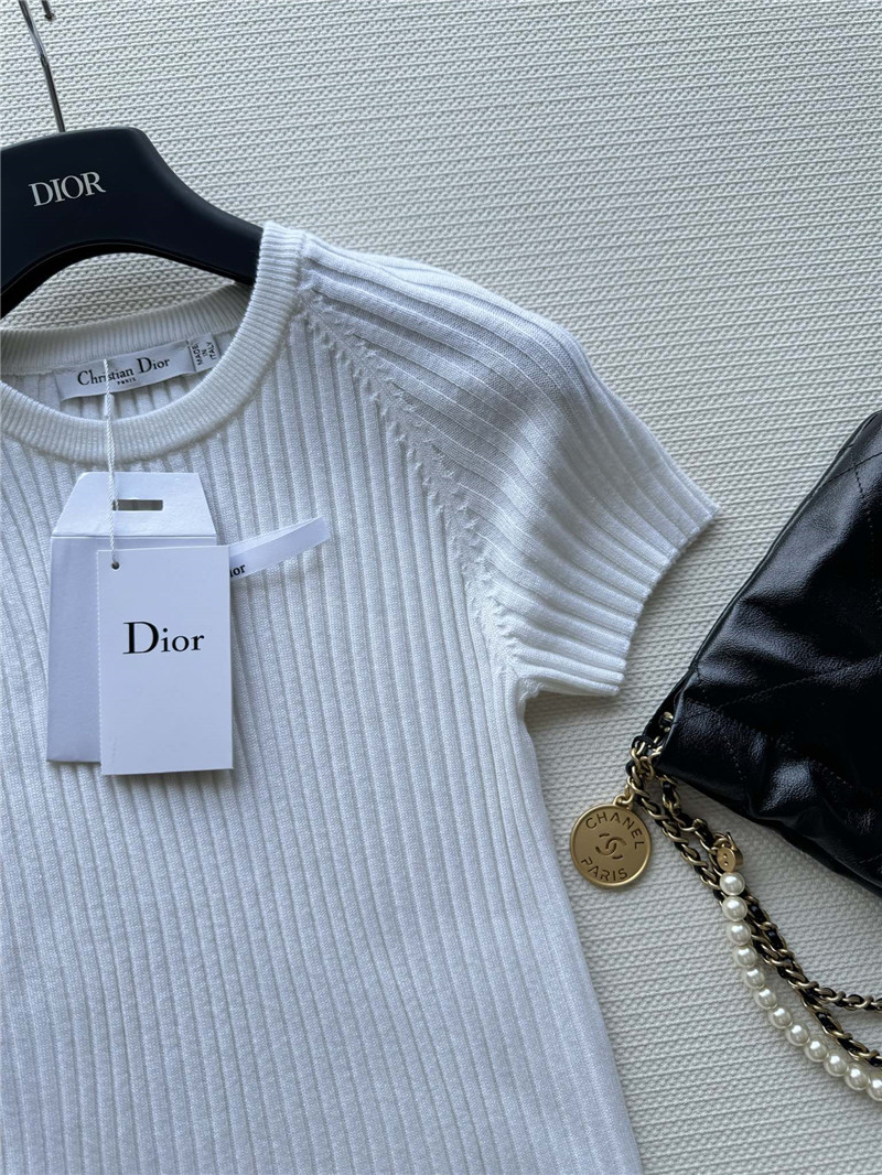 D10r knitted striped short-sleeved top replica clothes