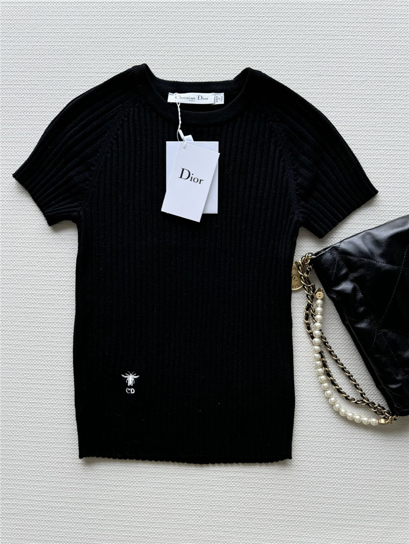 D10r knitted striped short-sleeved top replica clothes
