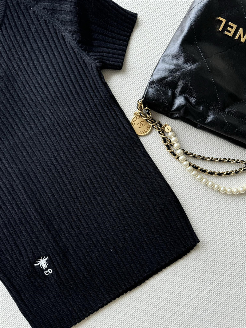 D10r knitted striped short-sleeved top replica clothes