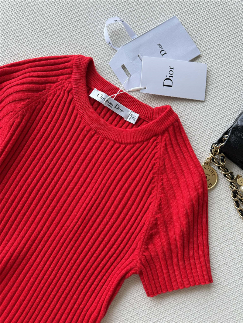 D10r knitted striped short-sleeved top replica clothes